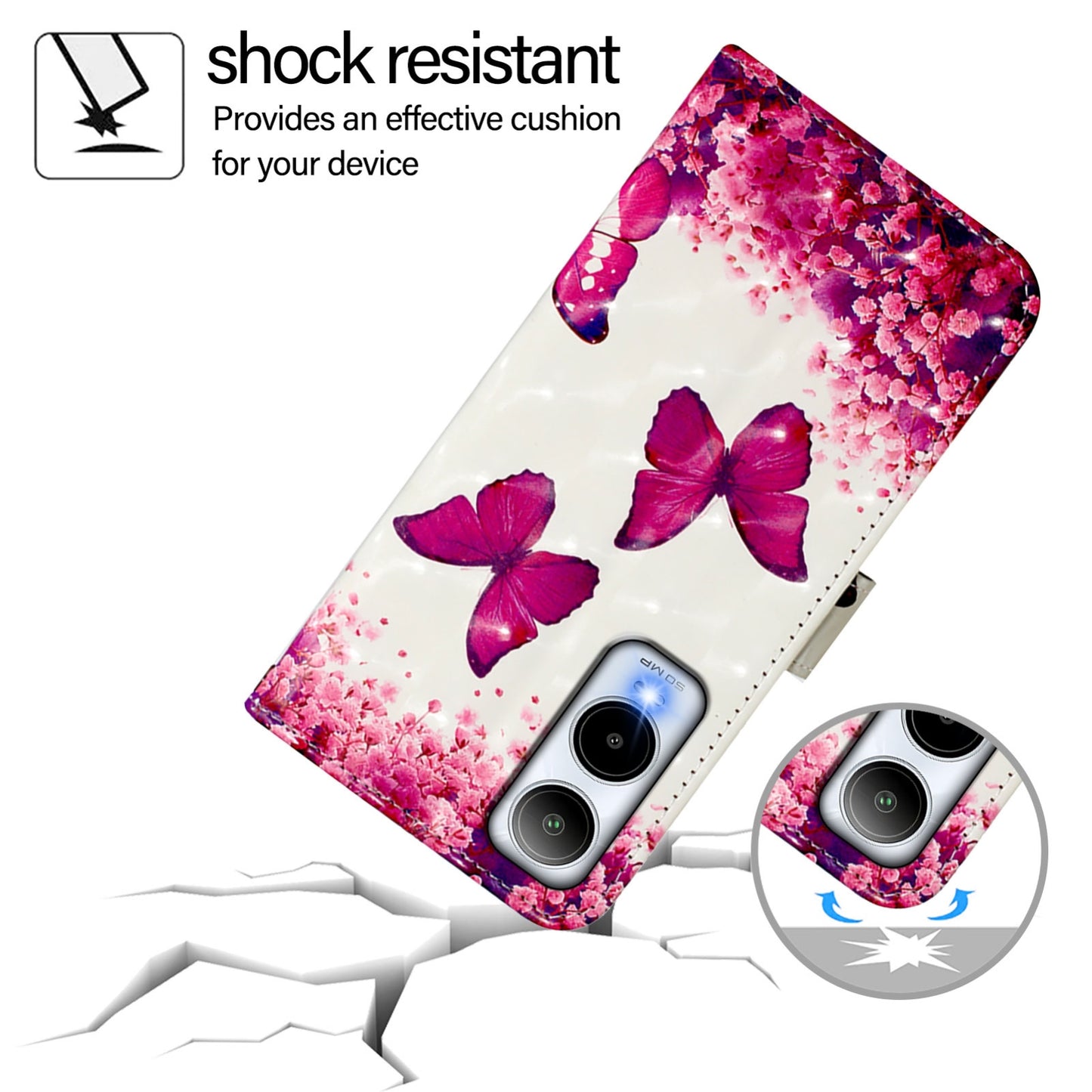 Cricket Icon 6 Leather Flip Phone Case with 3D Painted Design, Card Holder, Wallet & Stand Function - Durable Protection & Easy Access