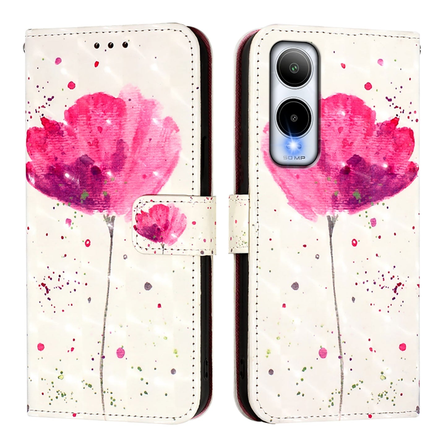 Cricket Icon 6 Leather Flip Phone Case with 3D Painted Design, Card Holder, Wallet & Stand Function - Durable Protection & Easy Access
