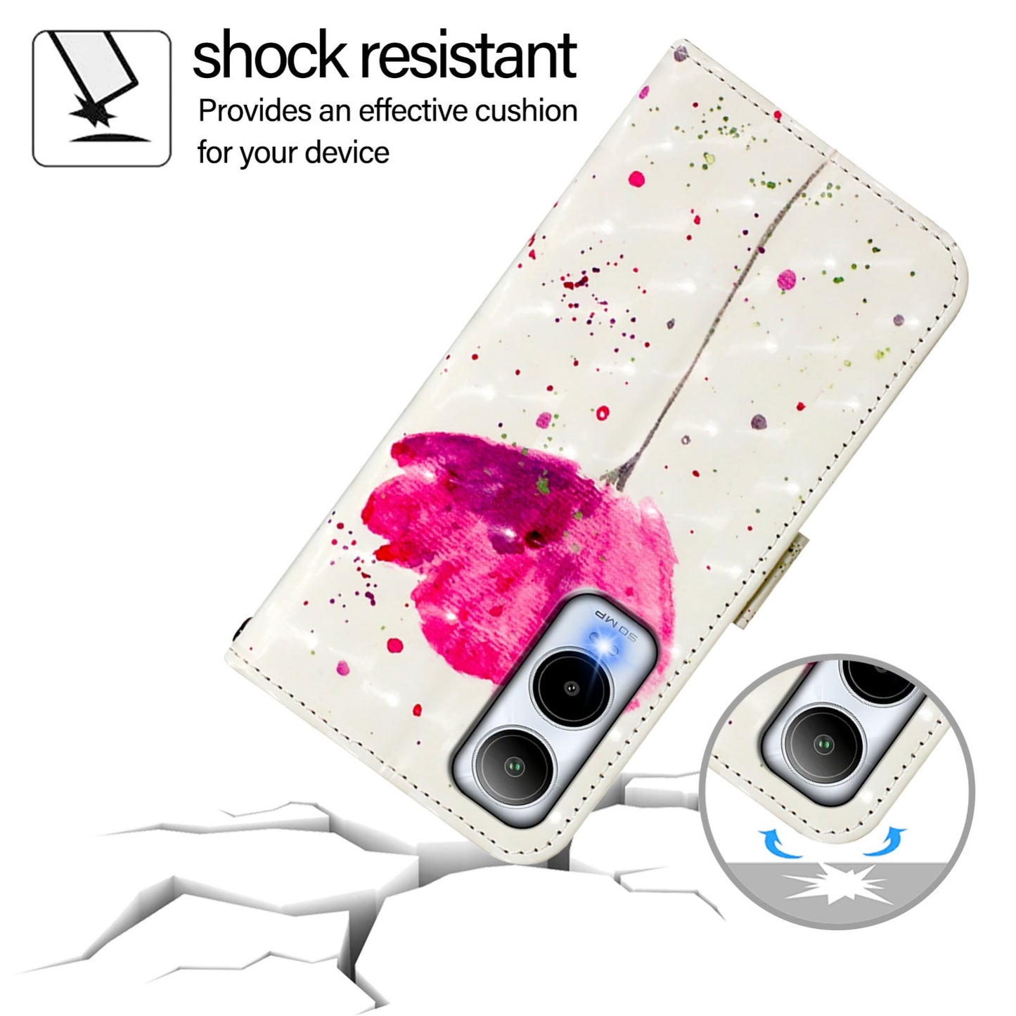 Cricket Icon 6 Leather Flip Phone Case with 3D Painted Design, Card Holder, Wallet & Stand Function - Durable Protection & Easy Access