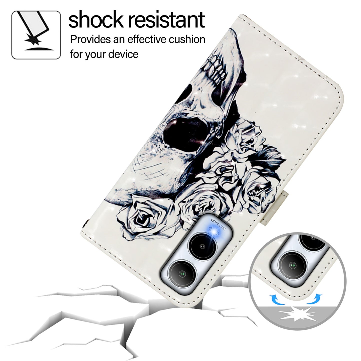 Cricket Icon 6 Leather Flip Phone Case with 3D Painted Design, Card Holder, Wallet & Stand Function - Durable Protection & Easy Access