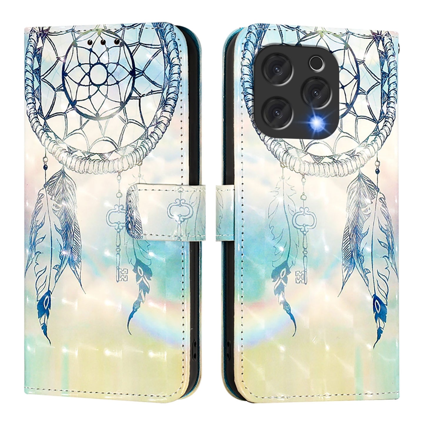 Doogee N55 Plus Leather Flip Phone Case with 3D Painted Design, Card Holder, Wallet & Stand Function - Durable Protection & Easy Access
