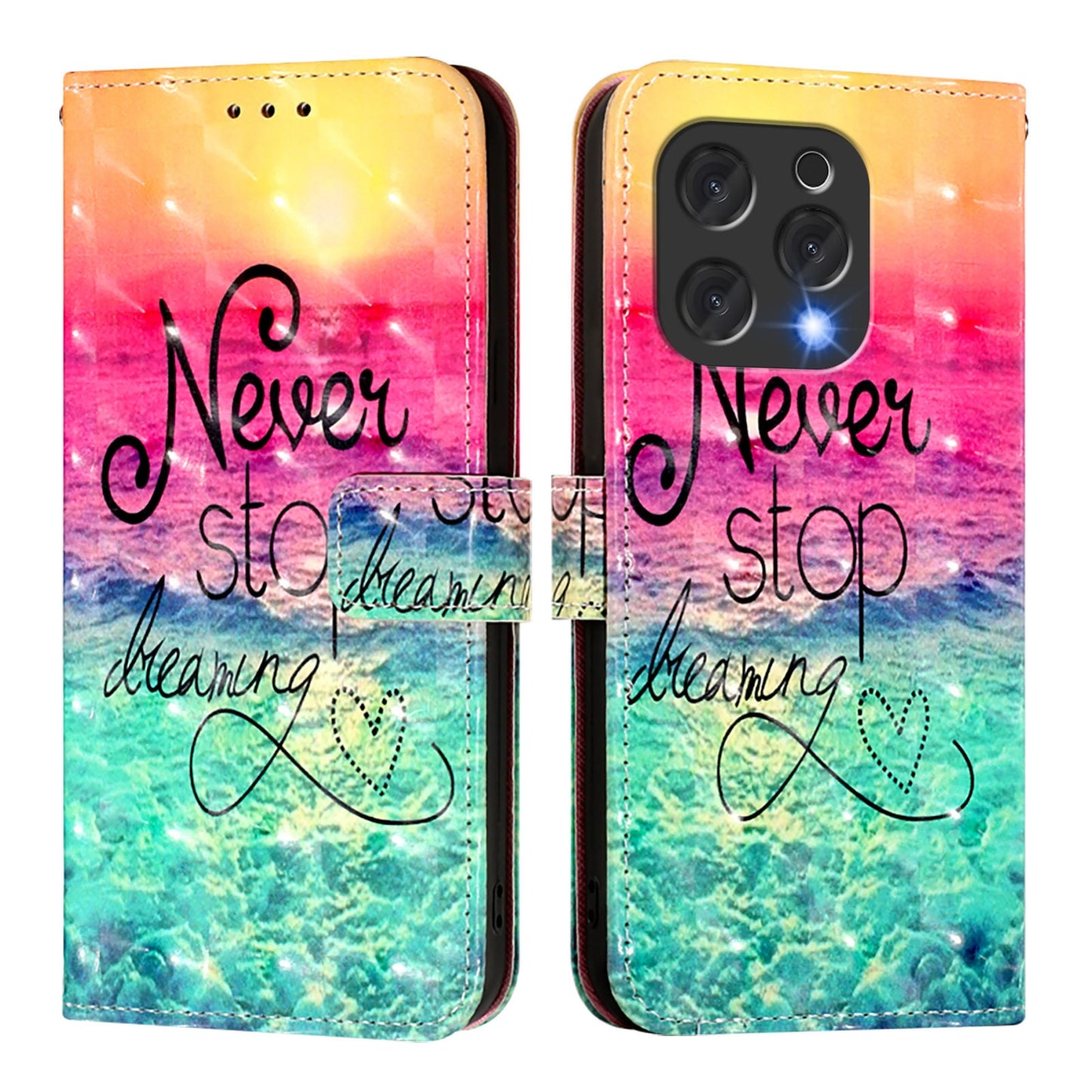 Doogee N55 Plus Leather Flip Phone Case with 3D Painted Design, Card Holder, Wallet & Stand Function - Durable Protection & Easy Access