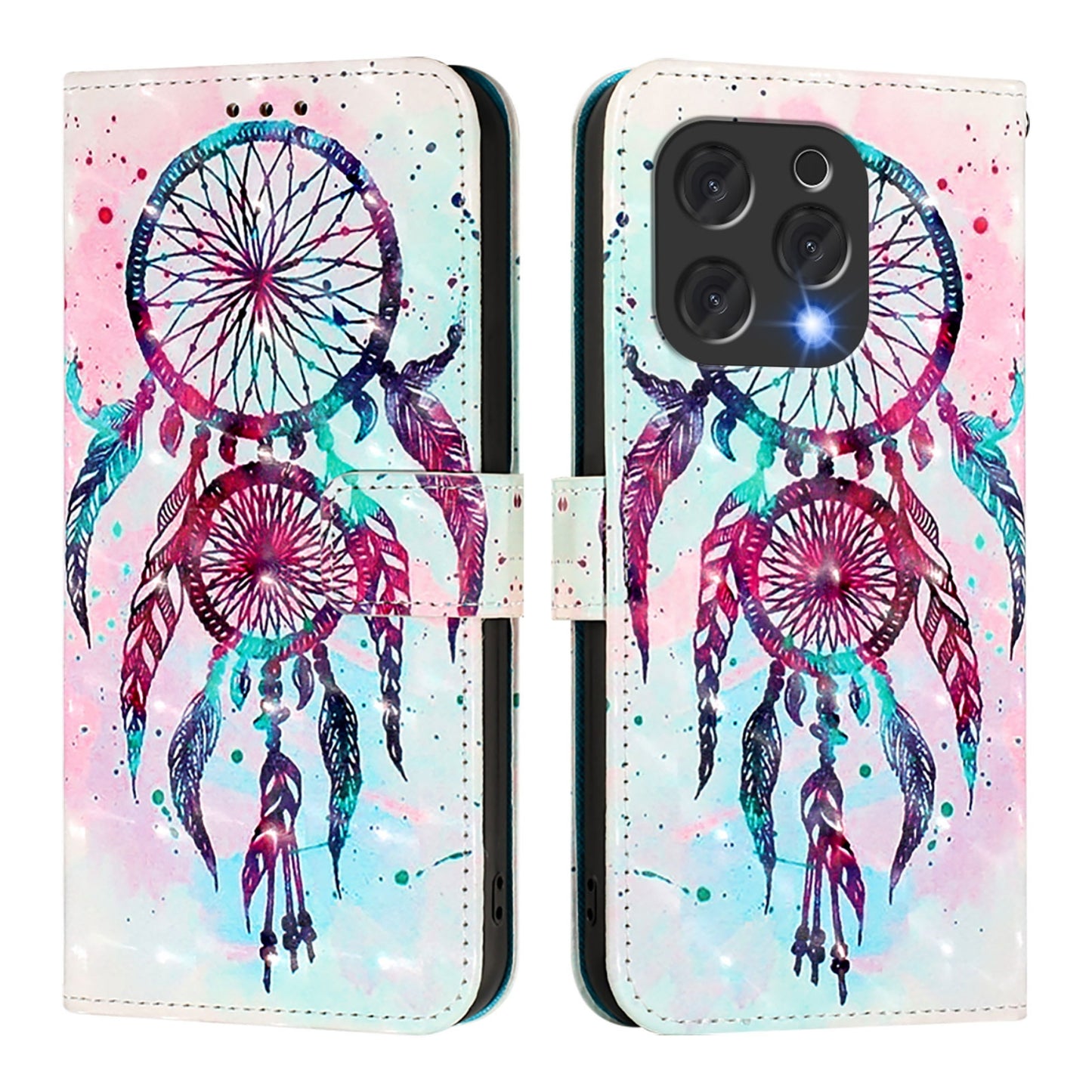 Doogee N55 Plus Leather Flip Phone Case with 3D Painted Design, Card Holder, Wallet & Stand Function - Durable Protection & Easy Access