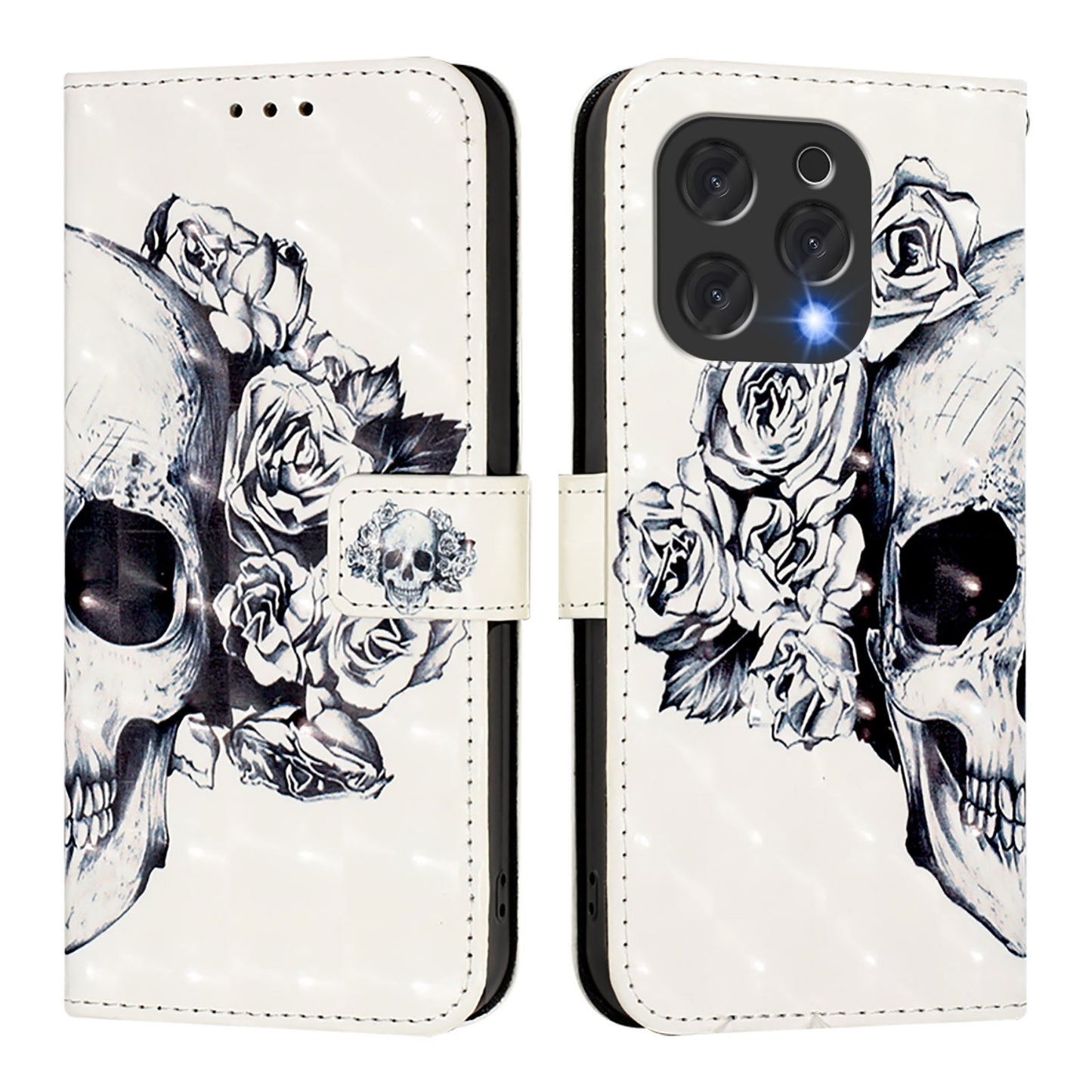 Doogee N55 Plus Leather Flip Phone Case with 3D Painted Design, Card Holder, Wallet & Stand Function - Durable Protection & Easy Access