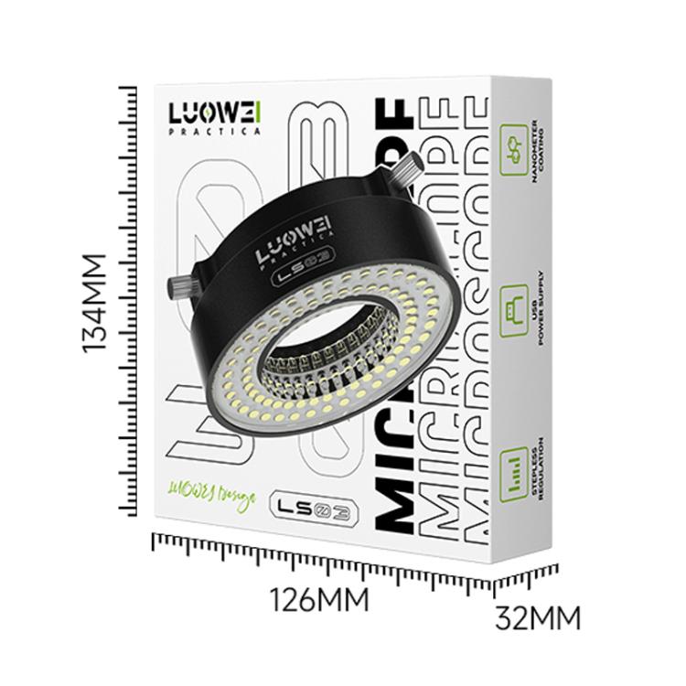 LUOWEI LS03 High Lumen 72 LED Microscope Ring Light, USB Powered, Adjustable Brightness, 38000 LUX