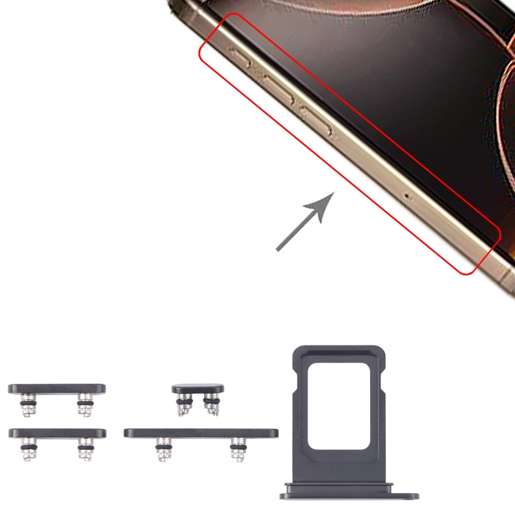 iPhone 16 Pro Original SIM Card Tray with Side Keys (Black) - Volume Control, Power & Mute Switch