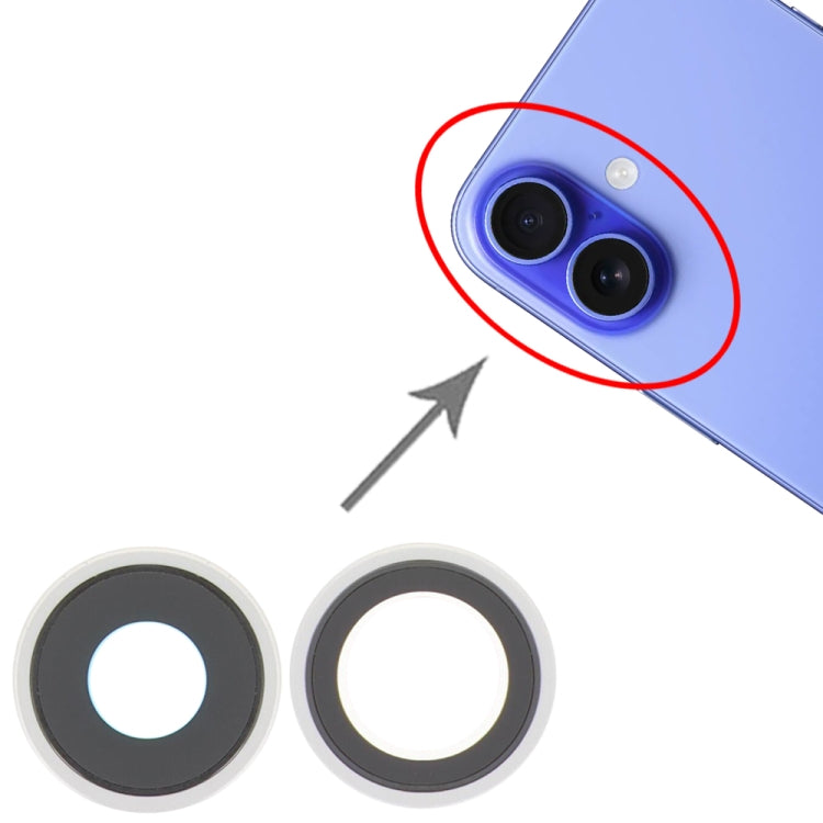 iPhone 16 / 16 Plus Rear Camera Lens Cover Replacement (White) - Quality Checked for Perfect Fit