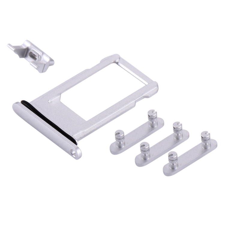 iPhone 8 Plus Replacement Parts: Card Tray, Volume Control Key, Power Button & Mute Switch Vibrator Key (Silver)