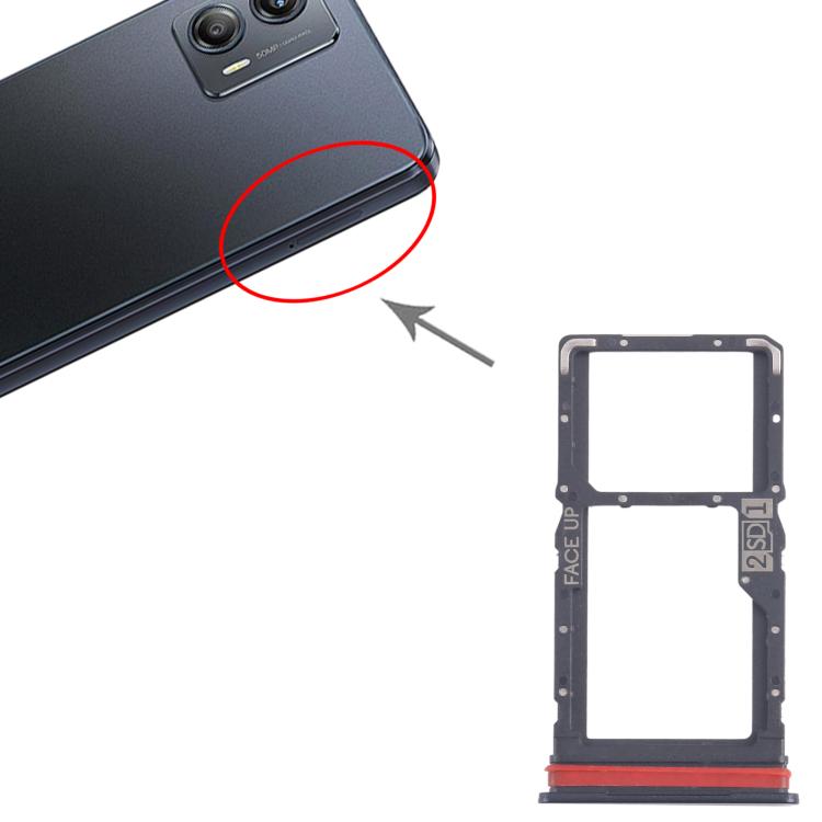 Original SIM + Micro SD Card Tray for Motorola Moto G53 XT2335-2 (10pcs, Black) - Replacement Part