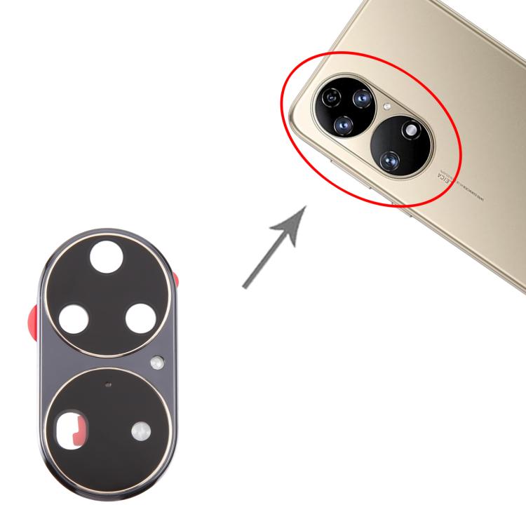 Original Camera Lens Cover Replacement for Huawei P50 Pro (Silver) - Perfect Fit, Professional Installation Recommended