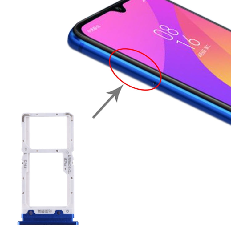 Xiaomi Mi CC9 SIM Card Tray & Micro SD Card Tray Replacement (Blue) - Quality Checked, Perfect Fit