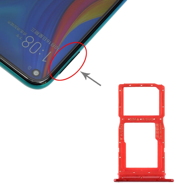 SIM Card Tray & Micro SD Card Tray for Huawei Enjoy 10 Plus - Replacement Part (Red)
