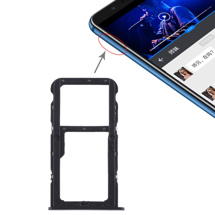 SIM Card Tray & Micro SD Card Tray for Huawei Honor Play 7X (Black) - Replacement Part, Professional Installation Recommended