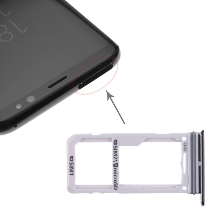 Black SIM & Micro SD Card Tray for Samsung Galaxy S8/S8+ (G955F/G955U/G9550) - Replacement Part