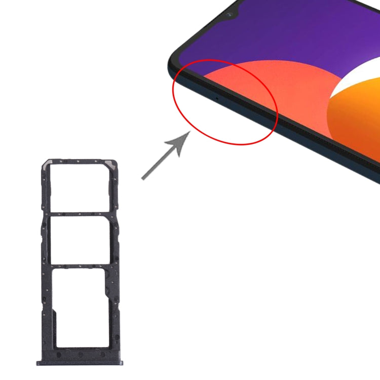 Samsung Galaxy M12 SM-M127 SIM Card Tray + Micro SD Card Tray Replacement (Black) - Quality Checked