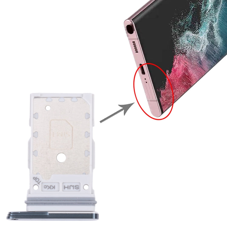 Original SIM Card Tray + SIM Card Tray for Samsung Galaxy S22 Ultra 5G SM-S908B (Green) - Quality Replacement