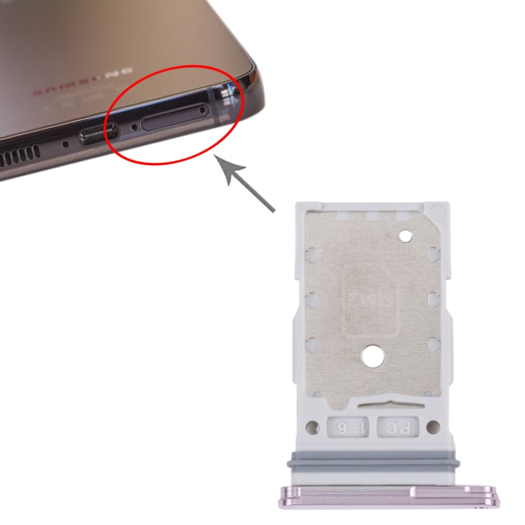 Original SIM Card Tray + SIM Card Tray for Samsung Galaxy S23/S23+ (SM-S961B/S911B) - Pink Replacement
