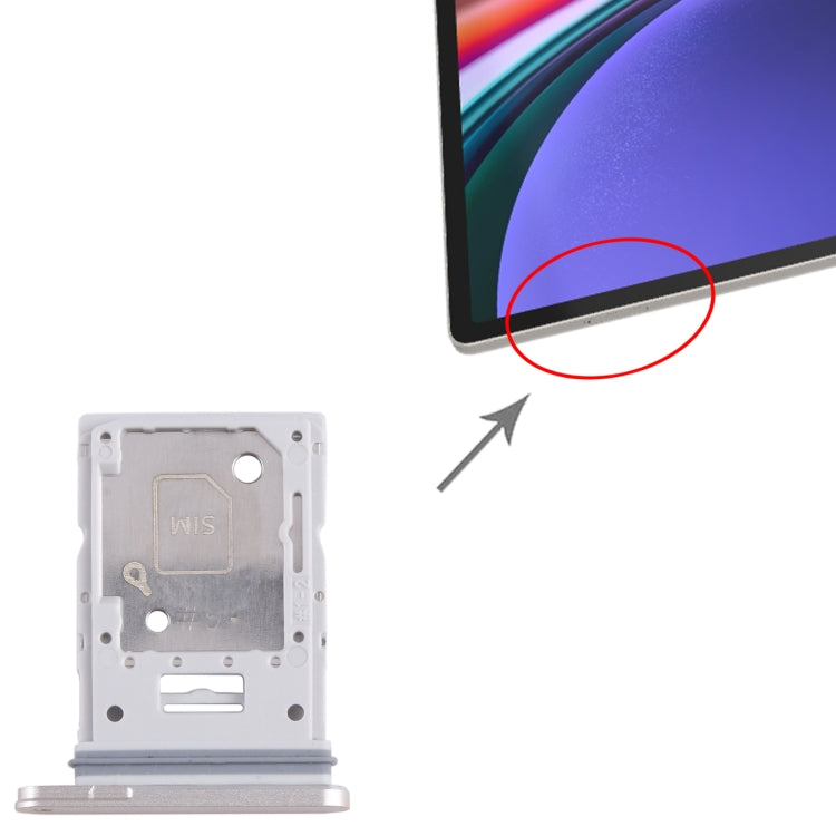 Original SIM and Micro SD Card Tray for Samsung Galaxy Tab S9+ (Beige) - Replacement Part