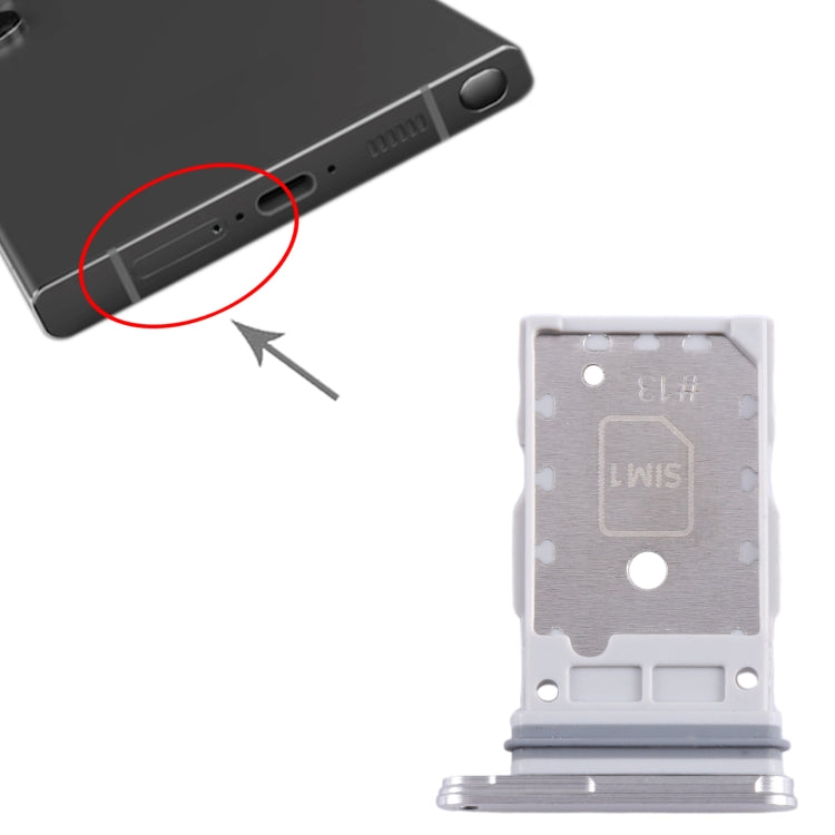 Original SIM + SIM Card Tray for Samsung Galaxy S24 / S24+ 5G (White) - Replacement Part