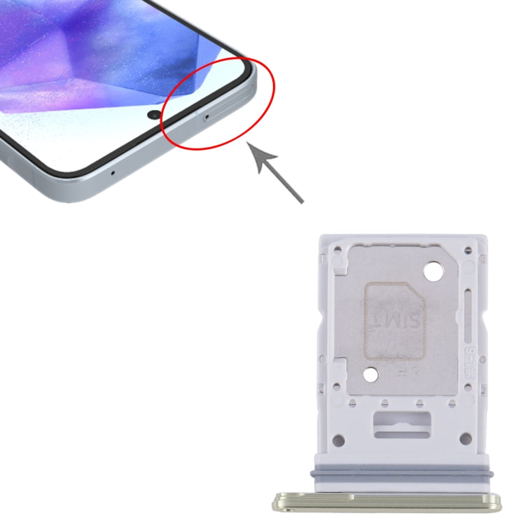 Original Green SIM Card Tray for Samsung Galaxy A55 SM-A556B + SIM/Micro SD Card Tray Replacement