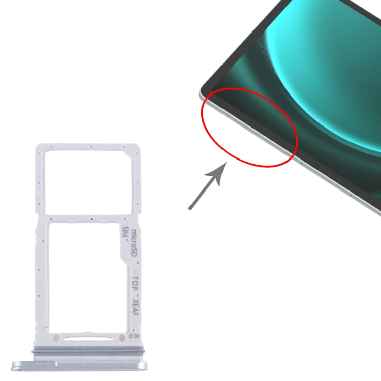 Original SIM + Micro SD Card Tray for Samsung Galaxy Tab S9 FE+ 5G SM-X610 (Silver) - Replacement Part