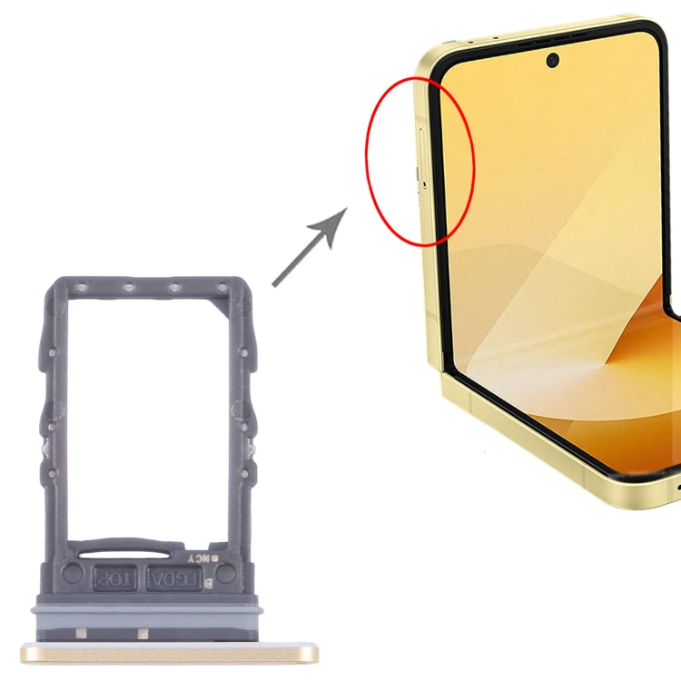 Original Gold SIM Card Tray for Samsung Galaxy Z Flip6 SM-F741B - Replacement Part, Perfect Fit