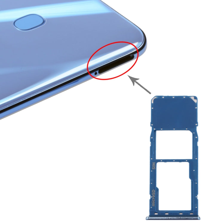 Blue SIM Card & Micro SD Card Tray for Samsung Galaxy A20, A30, A50 - Replacement Part