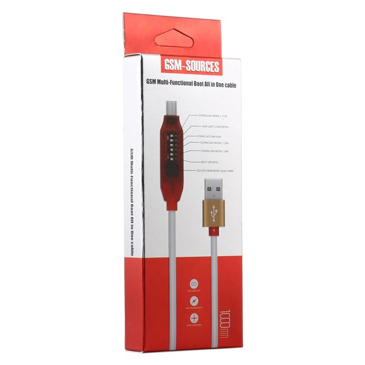 GSM All-in-One Multi-Functional Boot Cable - Micro USB/RJ45, Fast Charge, Type-C Adapter, Random Colour