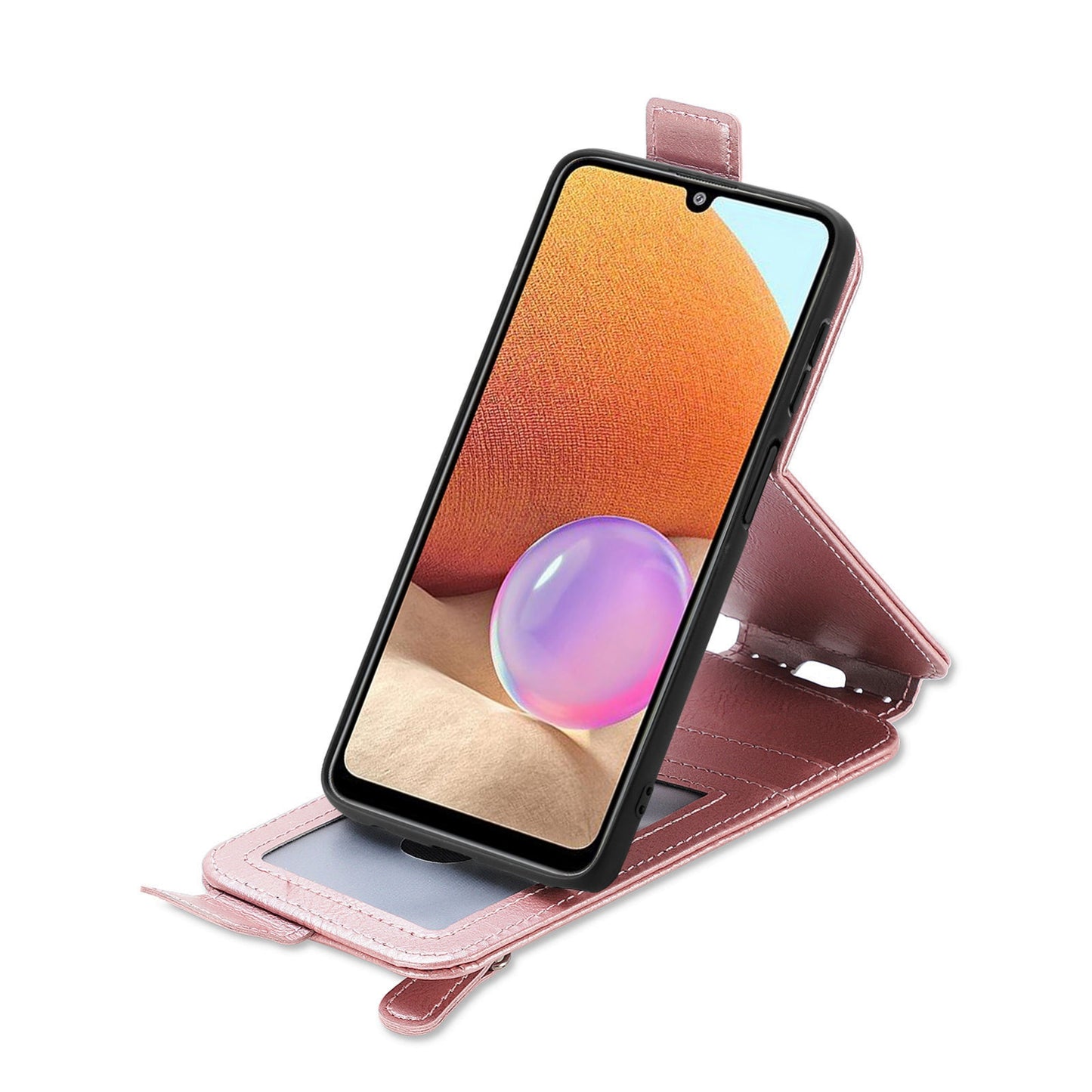 Samsung Galaxy A32 4G Zipper Wallet Case - Vertical Flip Leather Phone Cover with Multiple Card Slots and Stand