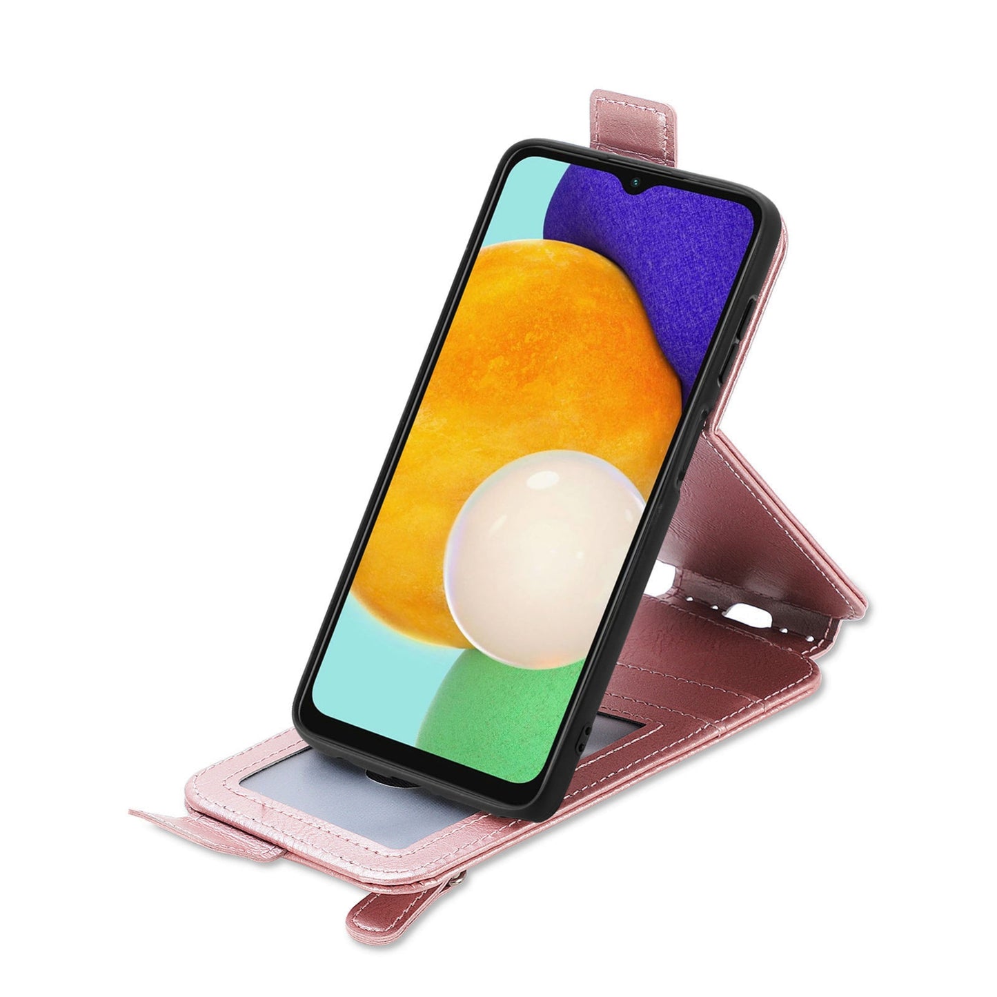 Samsung Galaxy A13 5G Zipper Wallet Case - Vertical Flip Leather Phone Cover with Multiple Card Slots and Stand