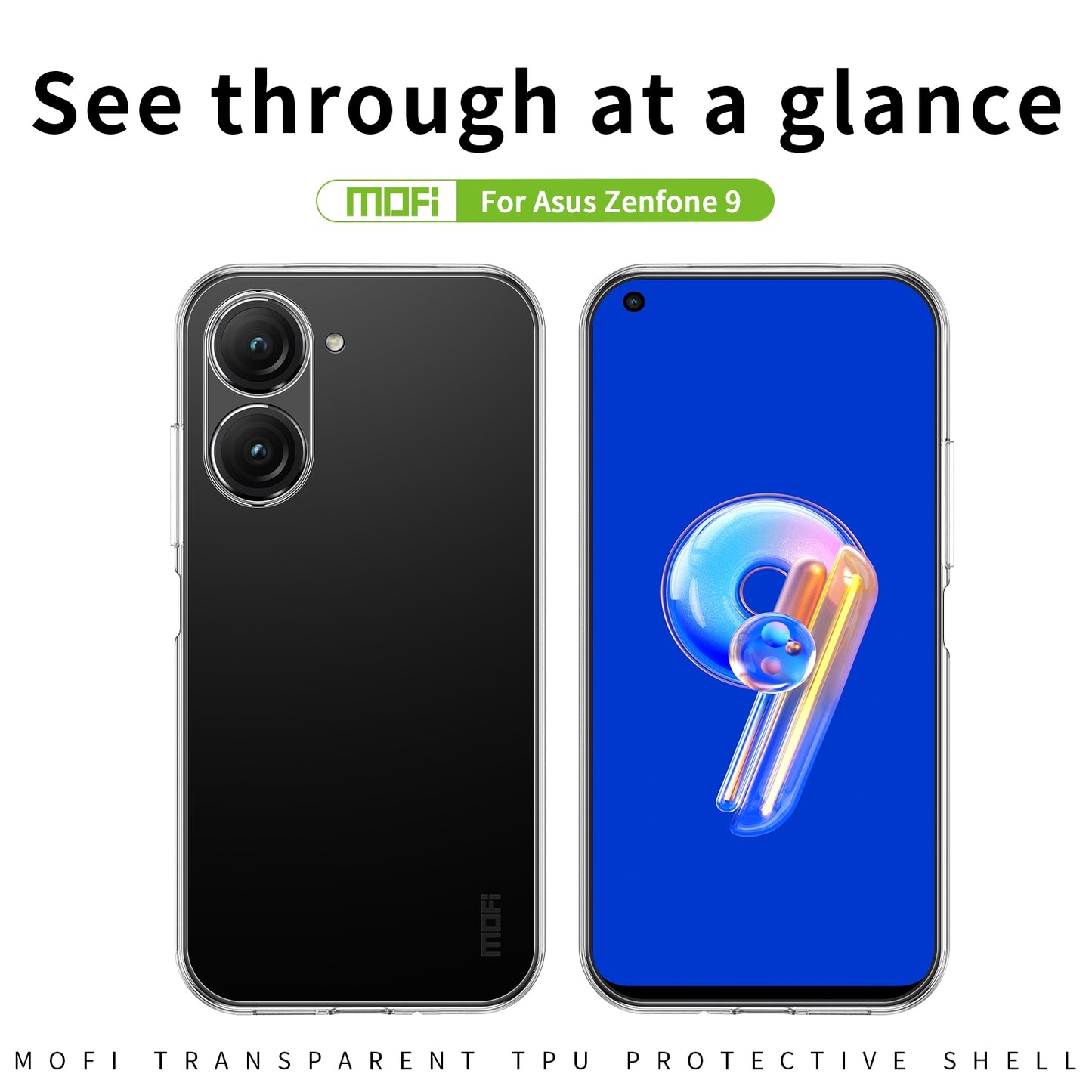 Asus Zenfone 9 Clear TPU Case - Ultra-Thin, Shockproof, Anti-Yellowing Transparent Soft Protective Cover with Precise Cutouts, Scratch Resistance & Lightweight Design