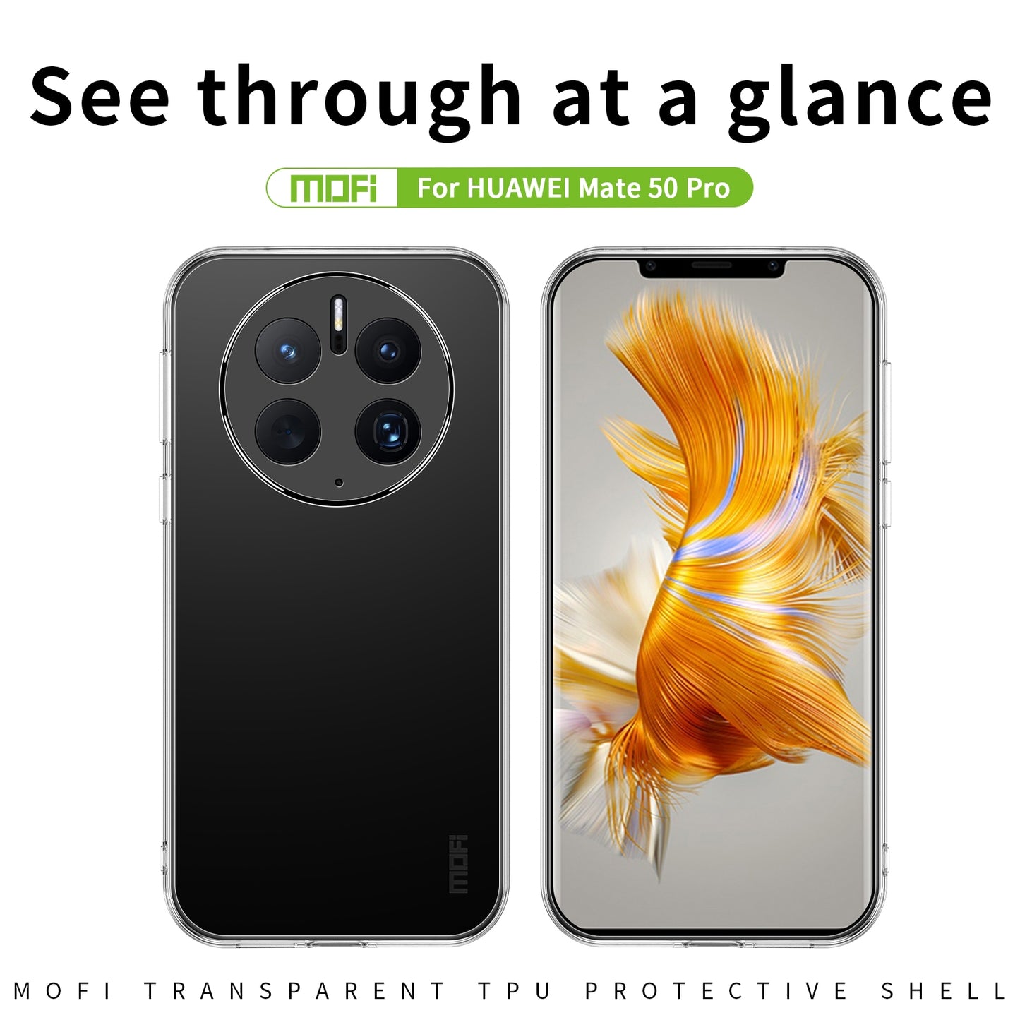 Huawei Mate 50 Pro Clear TPU Case - Ultra-Thin, Shockproof, Anti-Yellowing Transparent Soft Protective Cover with Precise Cutouts, Scratch Resistance & Lightweight Design