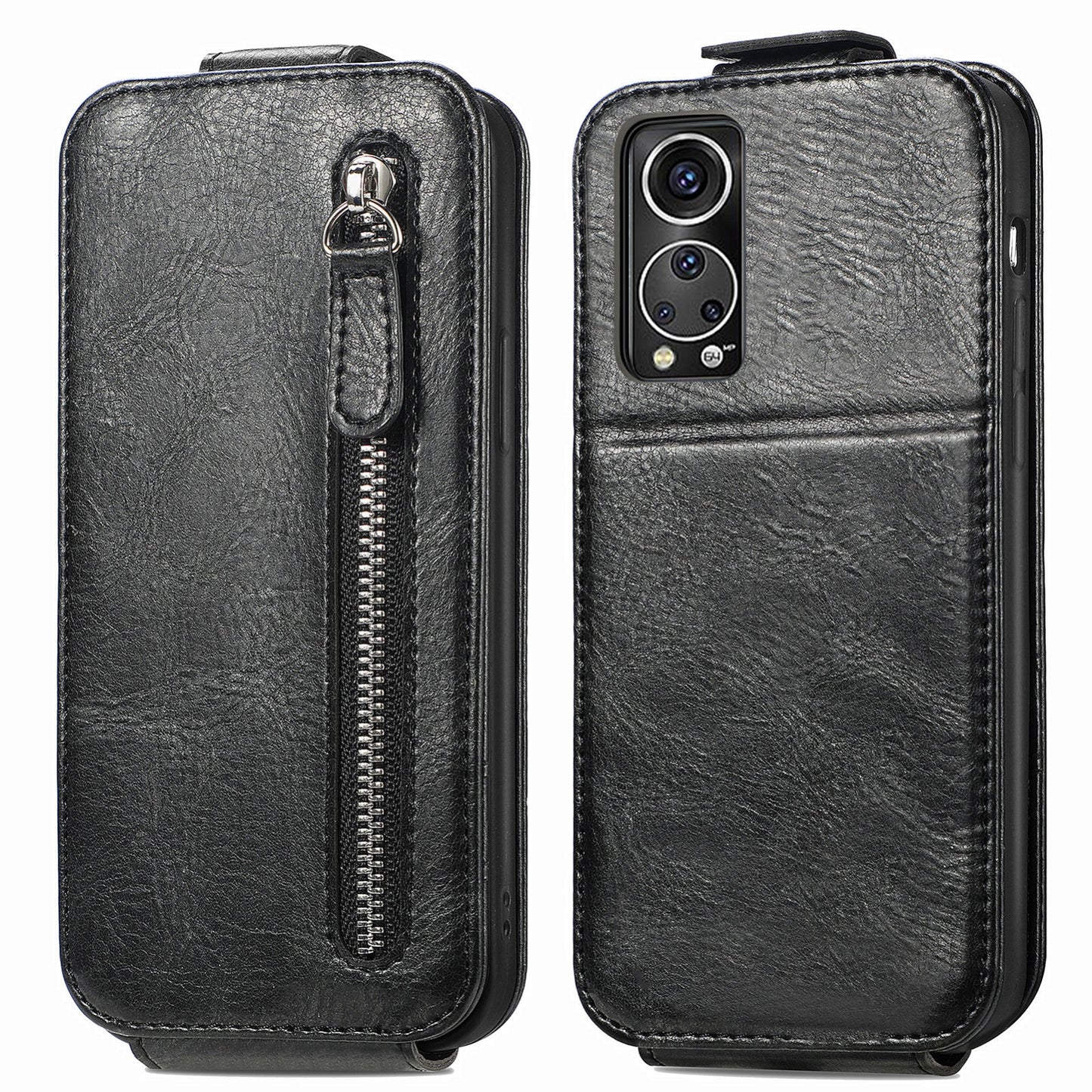 For ZTE Axon 30S Zipper Wallet Case - Vertical Flip Leather Phone Cover with Multiple Card Slots and Stand