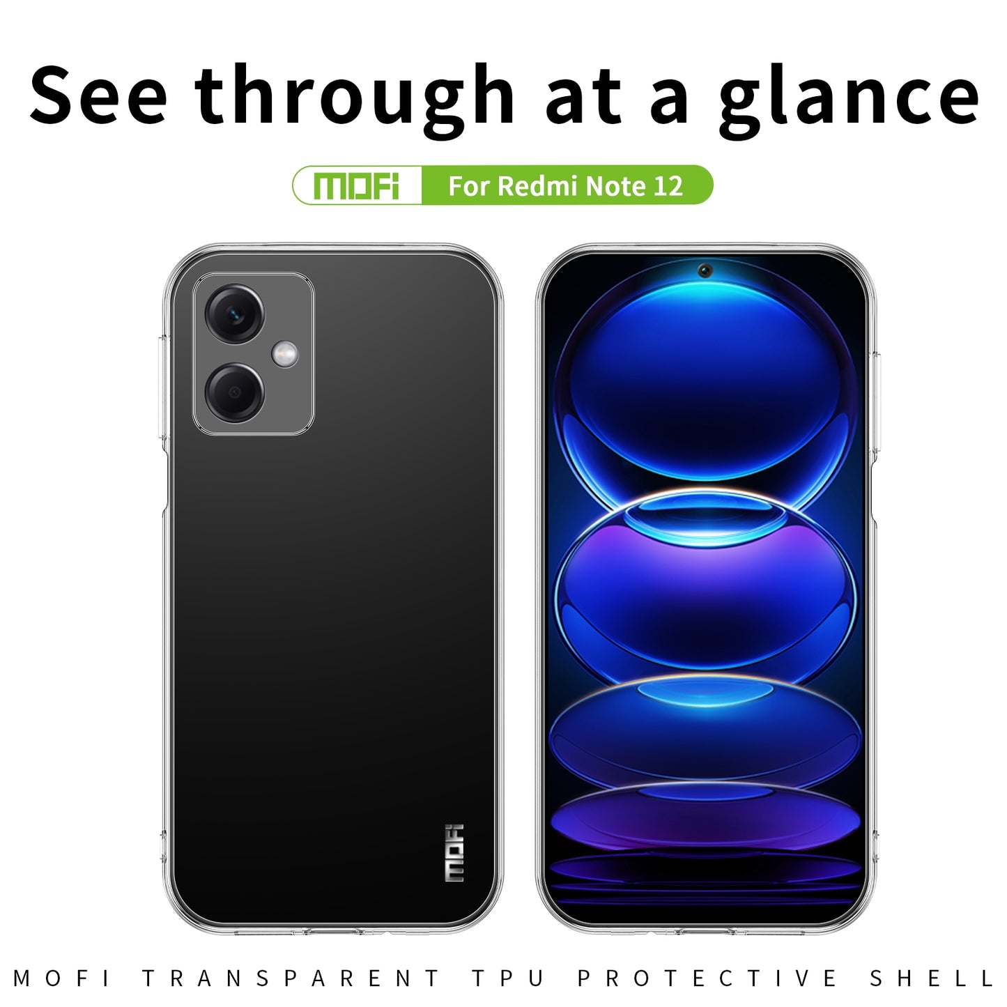 Xiaomi Redmi Note 12 Clear TPU Case - Ultra-Thin, Shockproof, Anti-Yellowing Transparent Soft Protective Cover with Precise Cutouts, Scratch Resistance & Lightweight Design