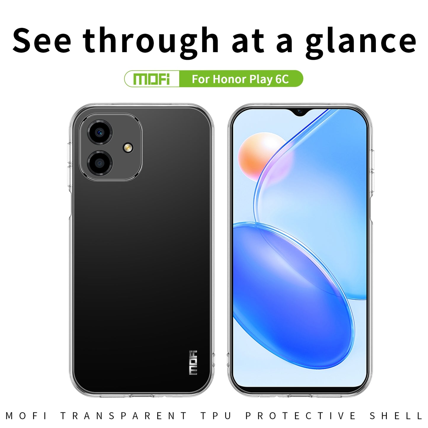 Honor Play 6C Clear TPU Case - Ultra-Thin, Shockproof, Anti-Yellowing Transparent Soft Protective Cover with Precise Cutouts, Scratch Resistance & Lightweight Design