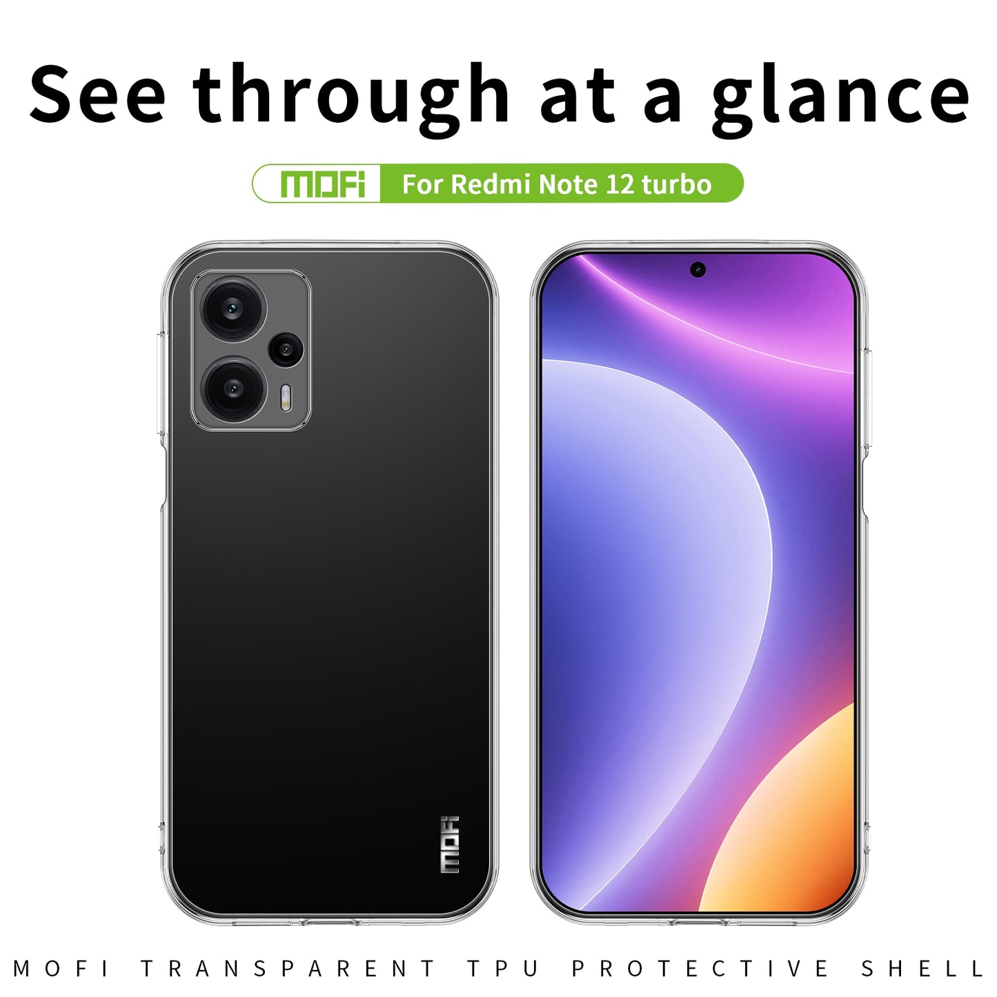 Xiaomi Redmi Note 12 Turbo Clear TPU Case - Ultra-Thin, Shockproof, Anti-Yellowing Transparent Soft Protective Cover with Precise Cutouts, Scratch Resistance & Lightweight Design