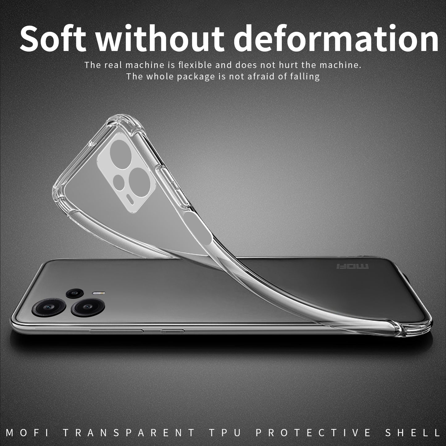 Xiaomi Redmi Note 12 Turbo Clear TPU Case - Ultra-Thin, Shockproof, Anti-Yellowing Transparent Soft Protective Cover with Precise Cutouts, Scratch Resistance & Lightweight Design