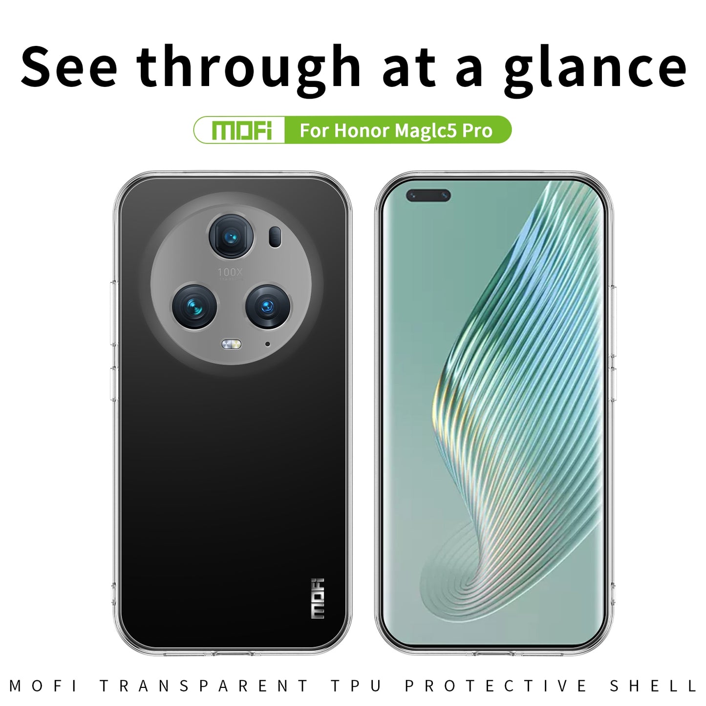 Honor Magic5 Pro Clear TPU Case - Ultra-Thin, Shockproof, Anti-Yellowing Transparent Soft Protective Cover with Precise Cutouts, Scratch Resistance & Lightweight Design