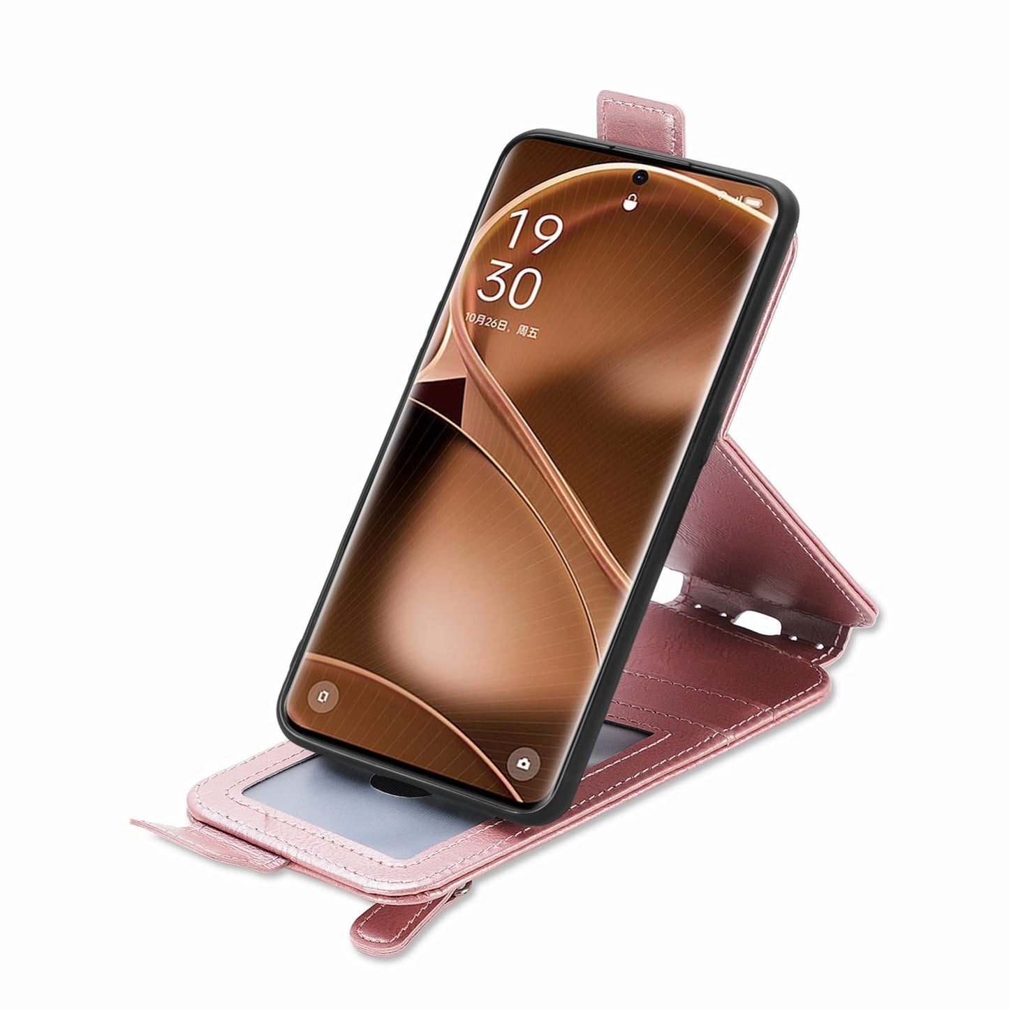 OPPO Find X6 Pro Zipper Wallet Case - Vertical Flip Leather Phone Cover with Multiple Card Slots and Stand