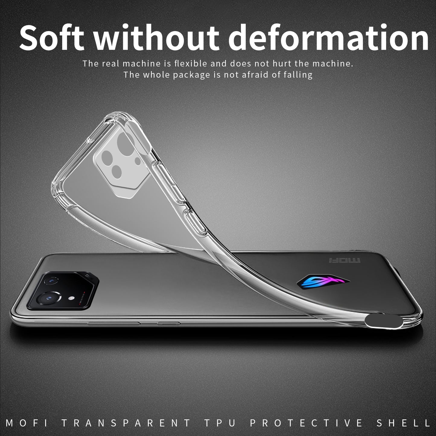 For ASUS ROG Phone 8 Clear TPU Case - Ultra-Thin, Shockproof, Anti-Yellowing Transparent Soft Protective Cover with Precise Cutouts, Scratch Resistance & Lightweight Design
