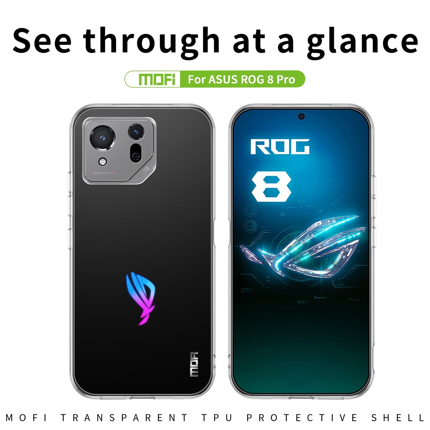 For ASUS ROG Phone 8 Pro Clear TPU Case - Ultra-Thin, Shockproof, Anti-Yellowing Transparent Soft Protective Cover with Precise Cutouts, Scratch Resistance & Lightweight Design