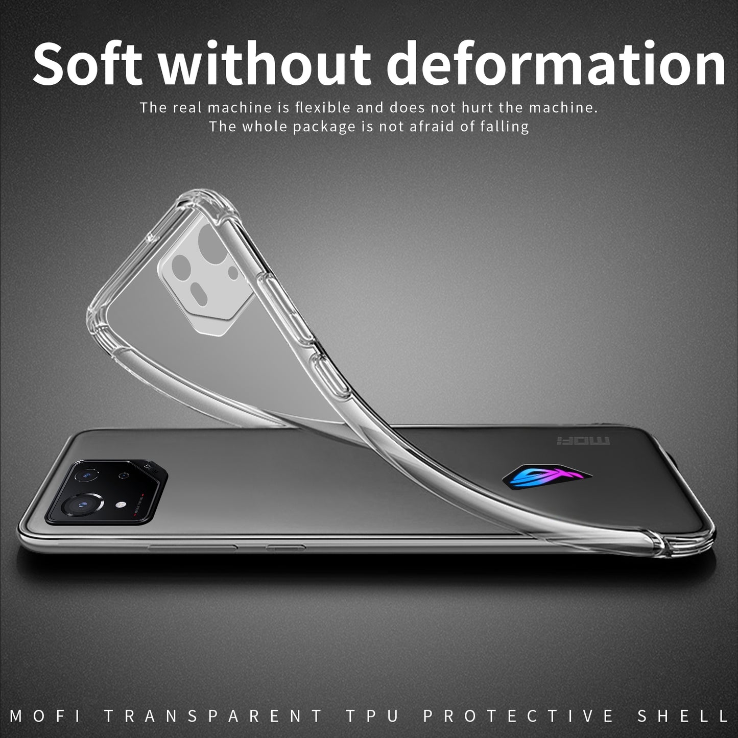 For ASUS ROG Phone 8 Pro Clear TPU Case - Ultra-Thin, Shockproof, Anti-Yellowing Transparent Soft Protective Cover with Precise Cutouts, Scratch Resistance & Lightweight Design