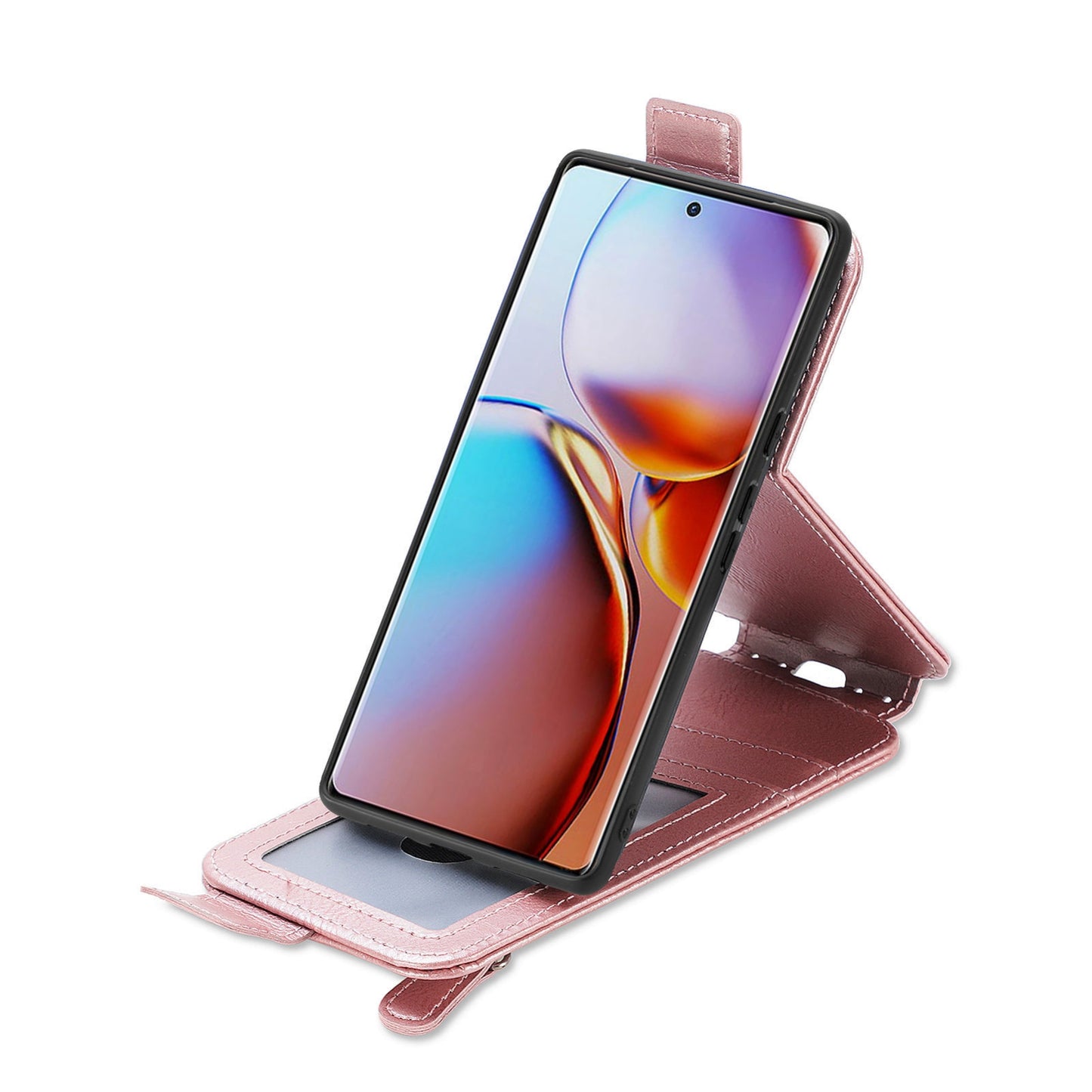 Motorola Moto X40 Zipper Wallet Case - Vertical Flip Leather Phone Cover with Multiple Card Slots and Stand