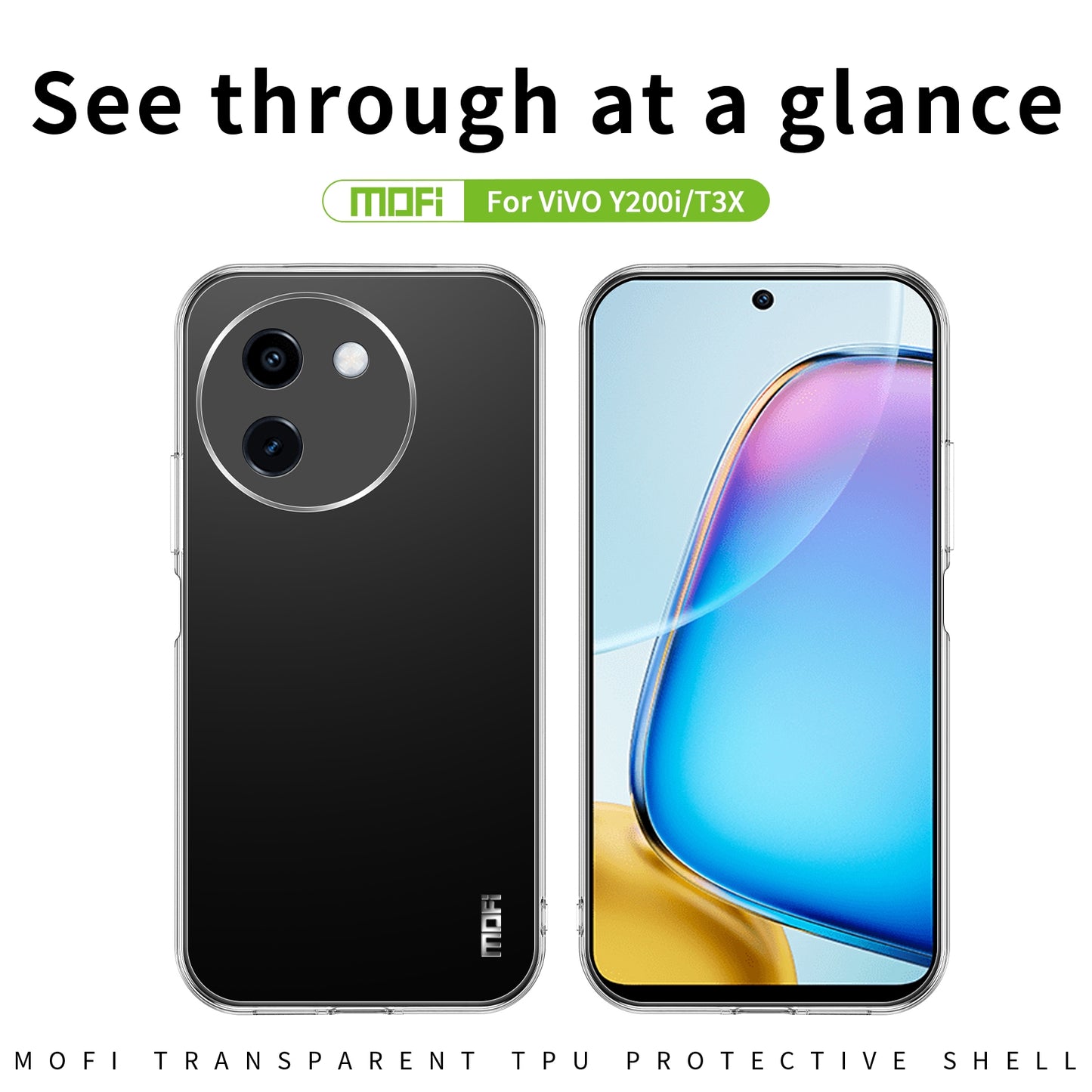 For vivo Y200i Clear TPU Case - Ultra-Thin, Shockproof, Anti-Yellowing Transparent Soft Protective Cover with Precise Cutouts, Scratch Resistance & Lightweight Design
