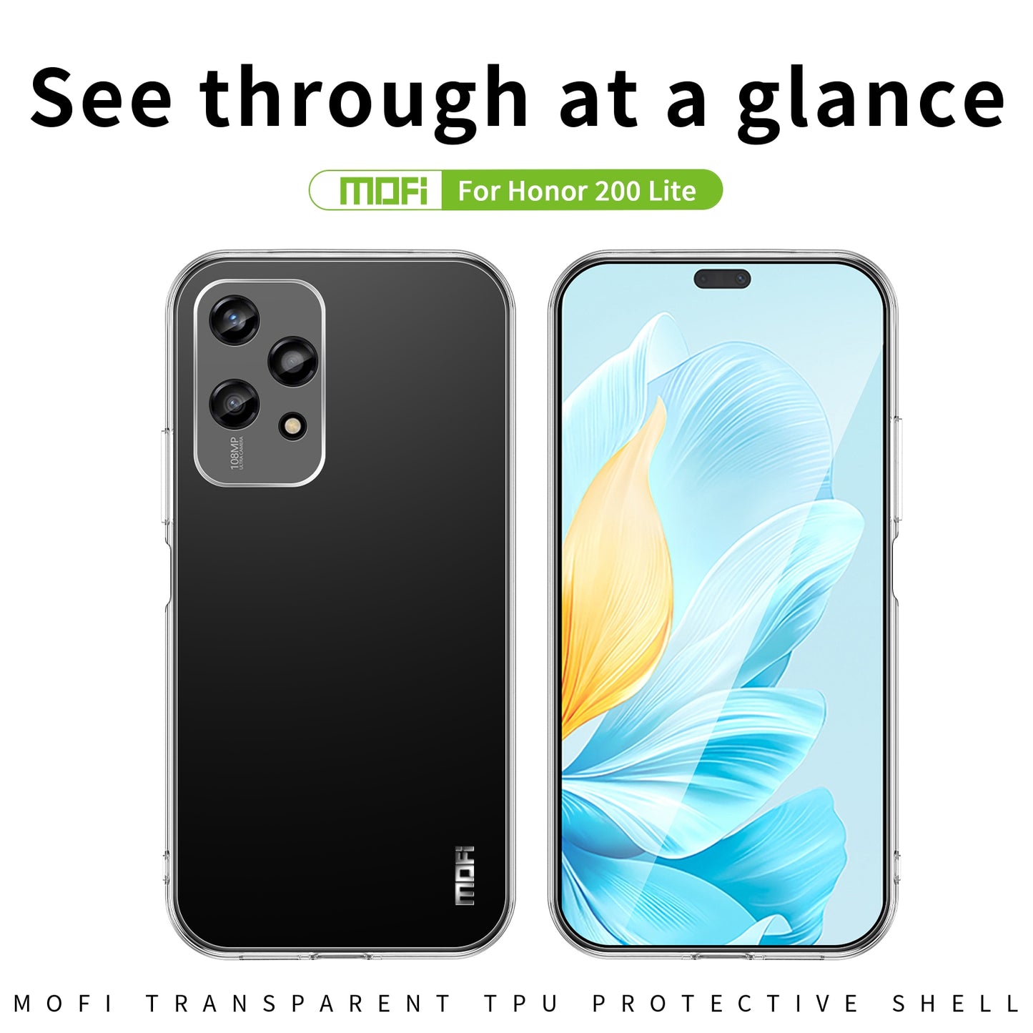 Honor 200 Lite Global Clear TPU Case - Ultra-Thin, Shockproof, Anti-Yellowing Transparent Soft Protective Cover with Precise Cutouts, Scratch Resistance & Lightweight Design