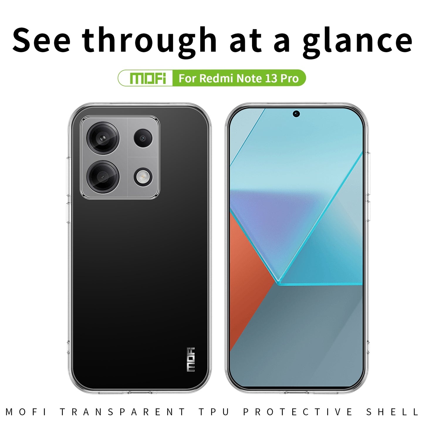 Xiaomi Redmi Note 13 Pro 5G Clear TPU Case - Ultra-Thin, Shockproof, Anti-Yellowing Transparent Soft Protective Cover with Precise Cutouts, Scratch Resistance & Lightweight Design