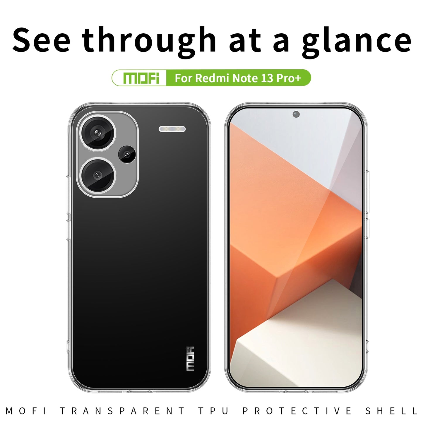 Xiaomi Redmi Note 13 Pro+ Clear TPU Case - Ultra-Thin, Shockproof, Anti-Yellowing Transparent Soft Protective Cover with Precise Cutouts, Scratch Resistance & Lightweight Design