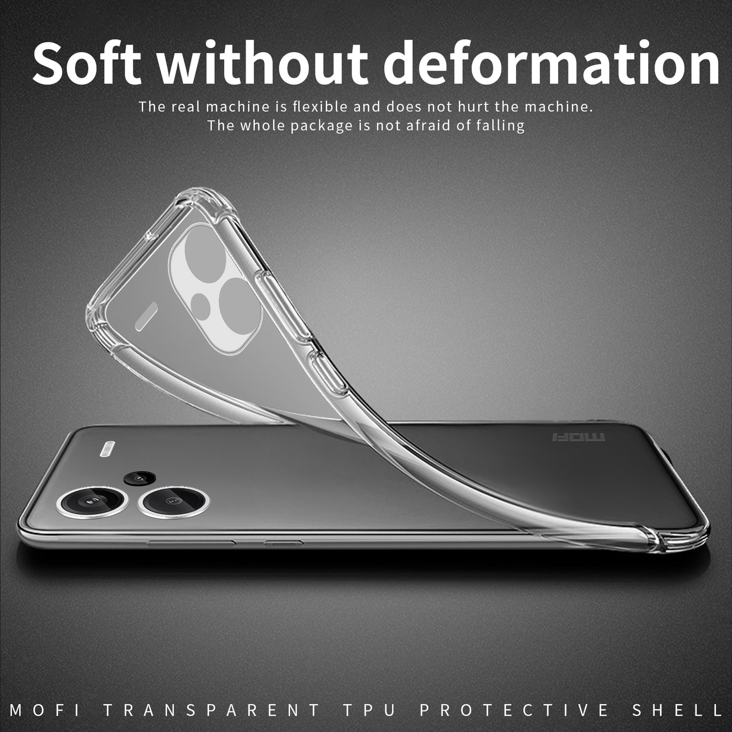 Xiaomi Redmi Note 13 Pro+ Clear TPU Case - Ultra-Thin, Shockproof, Anti-Yellowing Transparent Soft Protective Cover with Precise Cutouts, Scratch Resistance & Lightweight Design