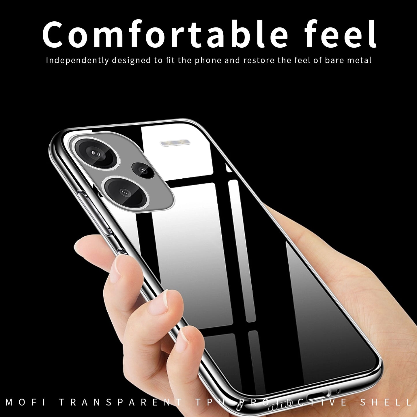Xiaomi Redmi Note 13 Pro+ Clear TPU Case - Ultra-Thin, Shockproof, Anti-Yellowing Transparent Soft Protective Cover with Precise Cutouts, Scratch Resistance & Lightweight Design