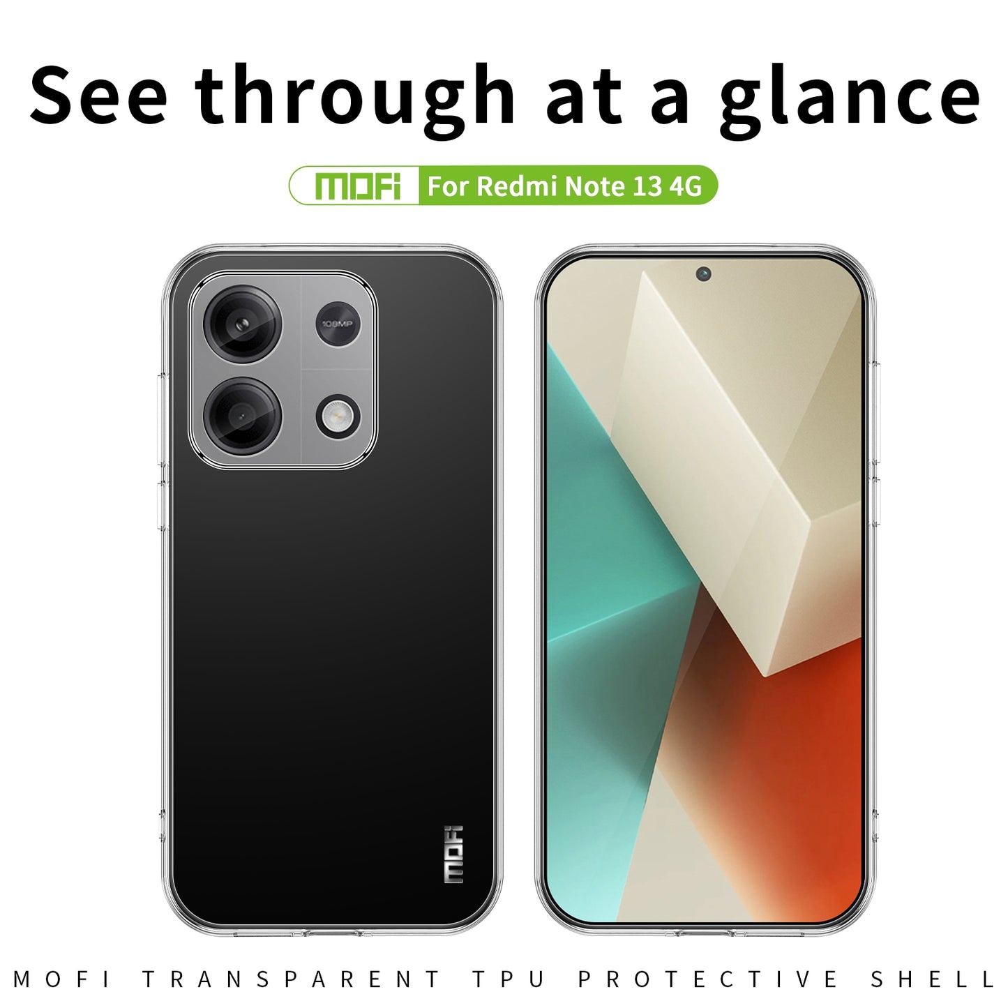Xiaomi Redmi Note 13 4G Clear TPU Case - Ultra-Thin, Shockproof, Anti-Yellowing Transparent Soft Protective Cover with Precise Cutouts, Scratch Resistance & Lightweight Design